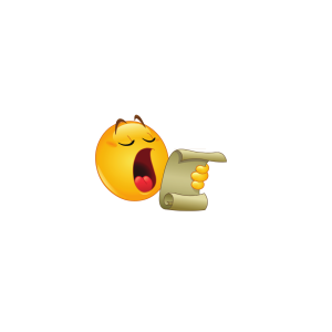 an emoji holding a scroll in front of face and yawning